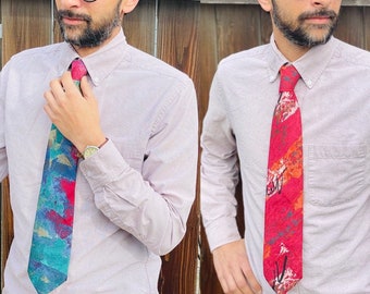 Fathers Day Guy Gift retro cool vintage tie warm colored tie 100/% Silk Funky Tie
