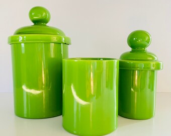 Gorgeous lime green kitchen canisters Green Canister Set Etsy Gorgeous lime green kitchen canisters Green Canister Set Etsy
