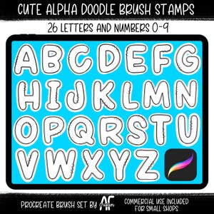 Alphabet Brush Stamps for Procreate | Commercial Use Allowed | Digital Download
