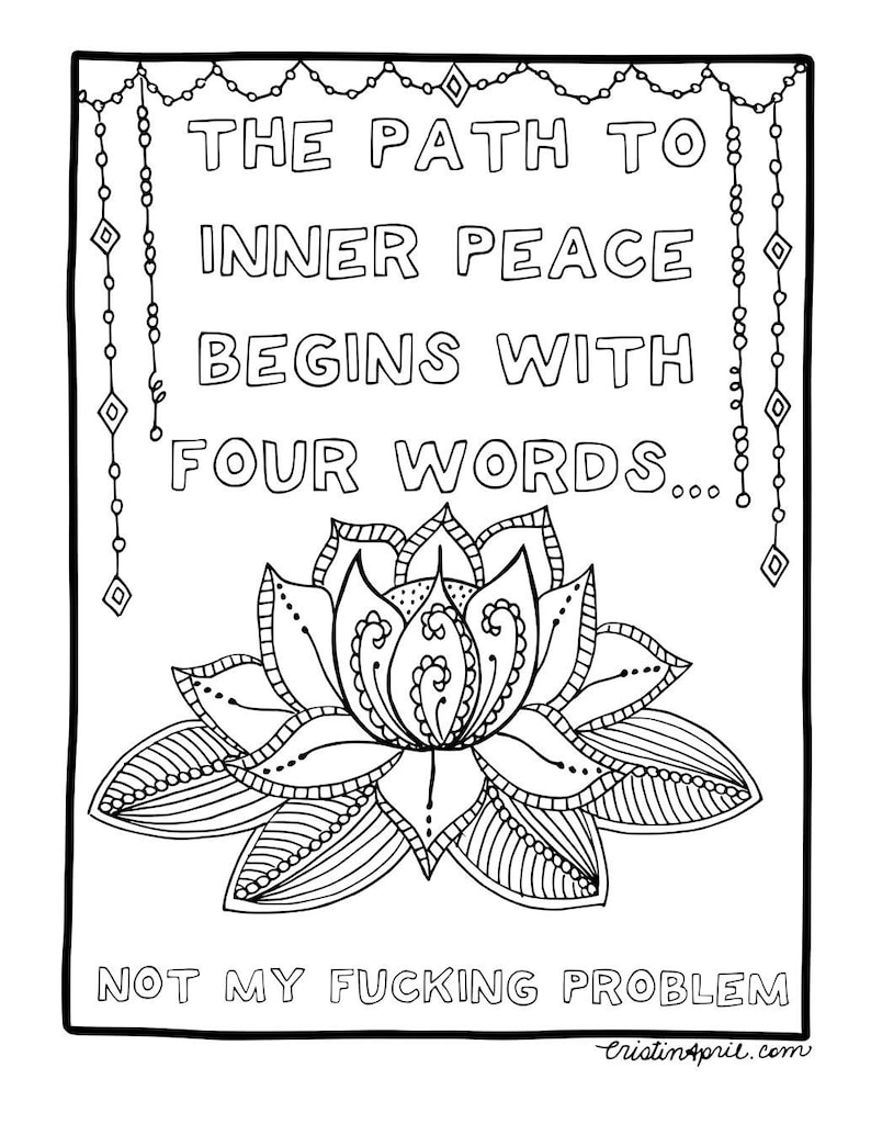 Adult Coloring Pages Printable Coloring Book Curse Word Etsy