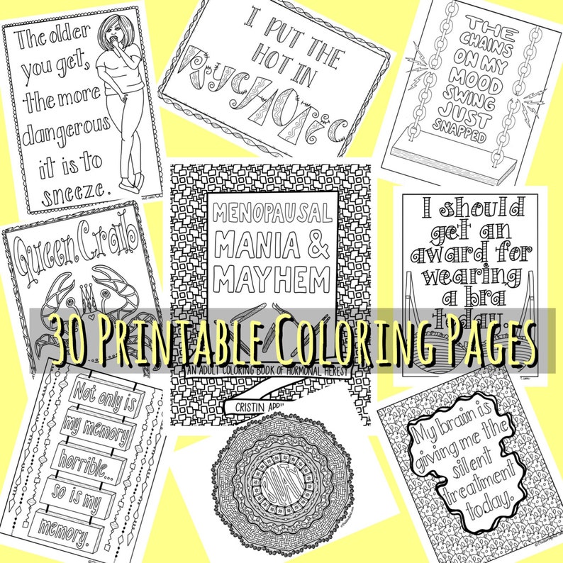 Printable Coloring Book for Adults, Coloring Book Funny, Menopause Humor, Gifts for Her, Stocking Stuffer, Birthday, Over the Hill, Unique image 7