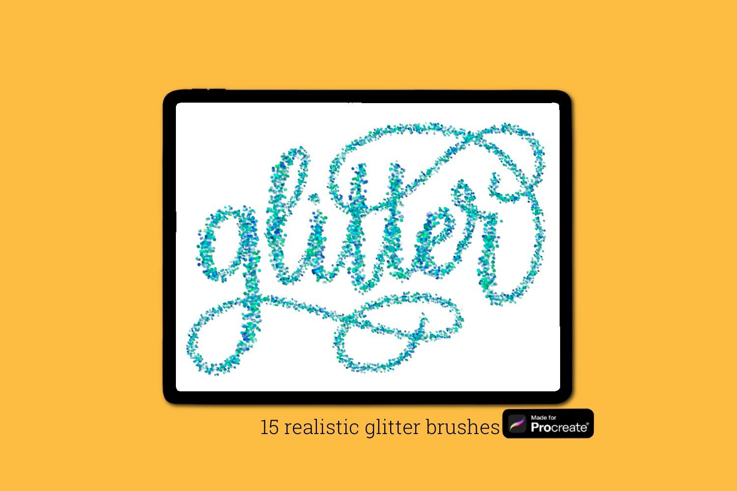 Conjunto de pinceis com glitter para Procreate – 15 pinceis brilhantes para lettering no iPad e arte digital