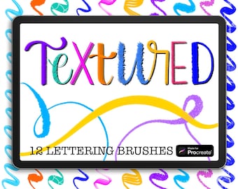 Textured Procreate Lettering Brushes - Set of 12 for iPad Calligraphy