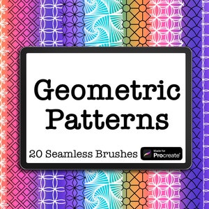 Geometryczne pędzle Procreate z bezszwowymi powtarzającymi się wzorami