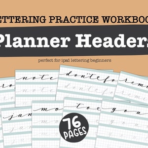 Lettering Worksheets, Planner Words, Printable Workbook, Procreate Practice Sheets, Birthday Gift for Digital Planner