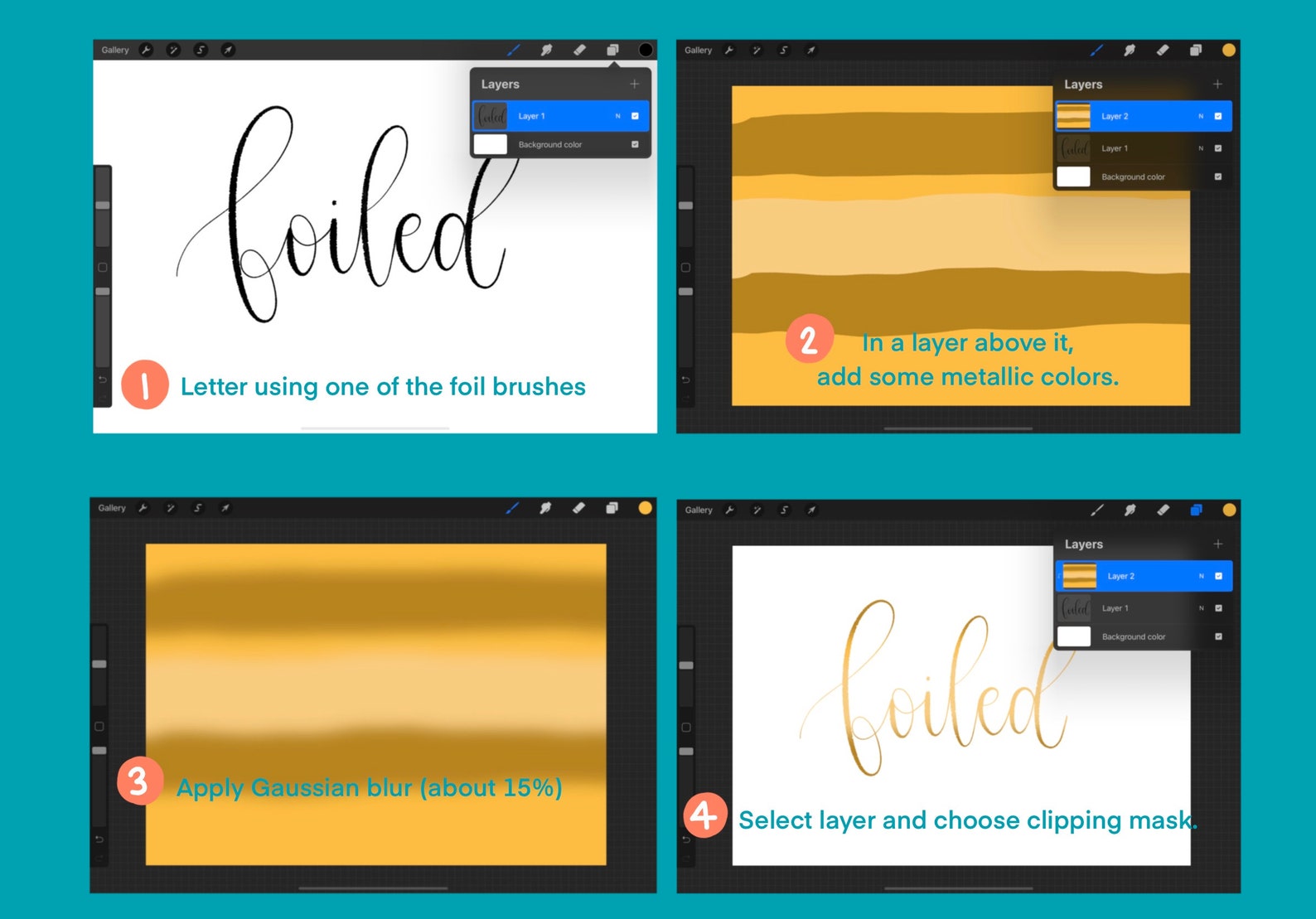 Foil Lettering Procreate Brush Set - Etsy