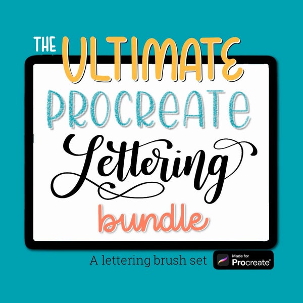 The Ultimate Procreate Lettering Bundle, iPad Brushes, Procreate Brush Set, Brush Bundle, Lettering Worksheets, Lettering Guidelines,