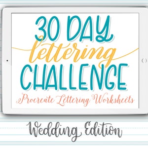 Hochzeit Words Procreate Schriftzug Workbook, iPad Schriftzug Arbeitsblätter, Handlettering Guide, 30 Tage Challenge, Geschenk für Small Business, DIY
