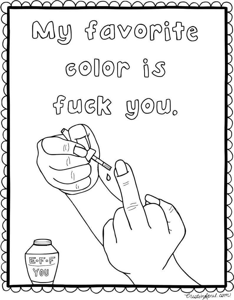Adult Coloring Pages Printable Coloring Book Curse Word Etsy