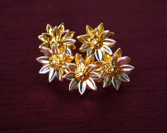 Pure Silver Golden Silver Flowers, Silver Gift Items, Hindu Pooja Items, Return Gift For Navratri, Gift Housewarming 6g