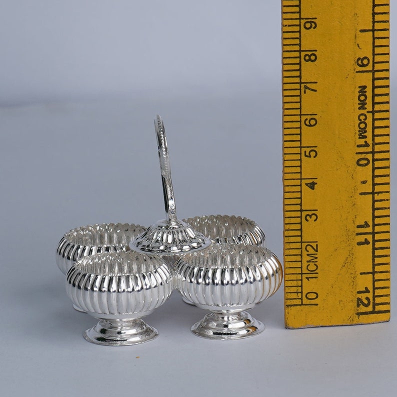 Pure Silver Panchapali Four Bowl Set Silver Four Cups Haldi Etsy