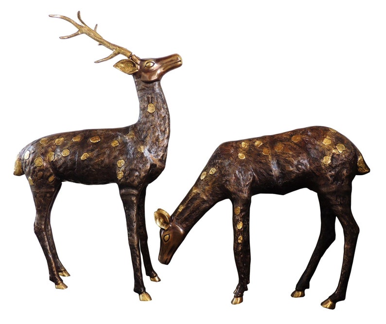 Handcrafted Brass Deer Pair for Gifting and Showpiece