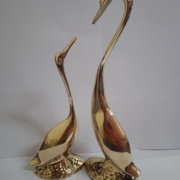 Brass Showpiece Duck Pair Statue 390g, Vintage Brass Swan, Showpiece Duck Pair, Brass Home Decor items