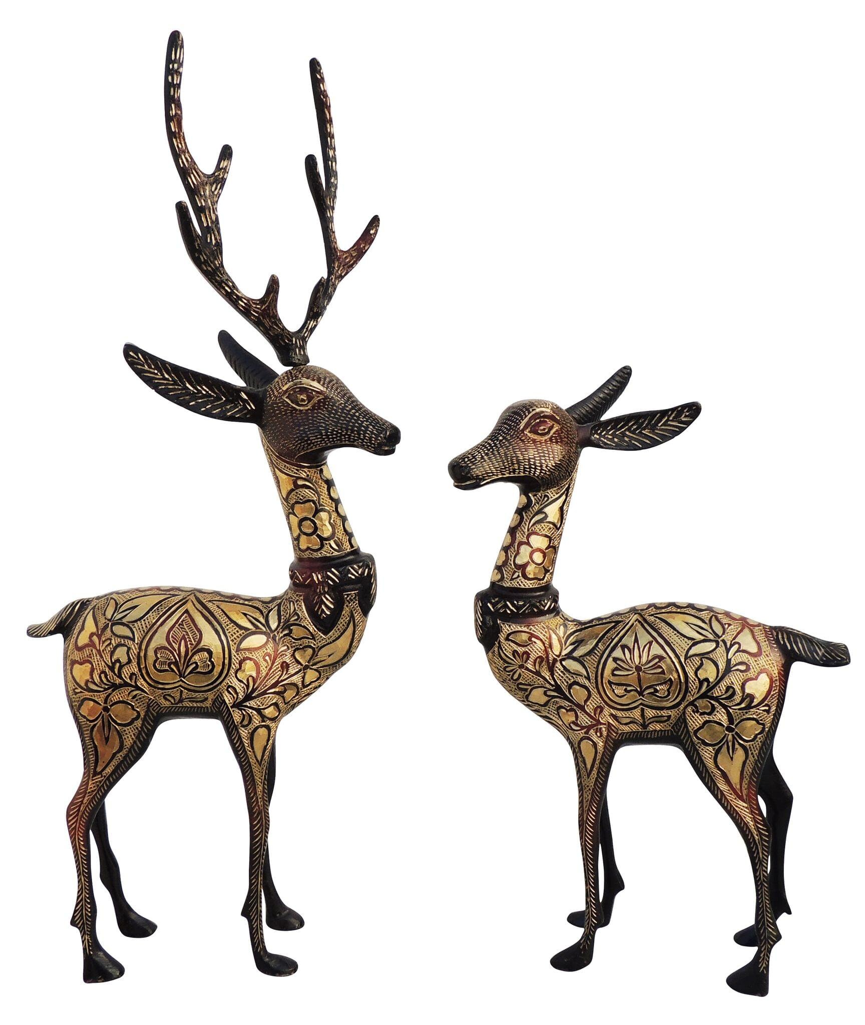 Brass Showpiece Deer Pair Statue Vintage Brass Deer Brass Etsy