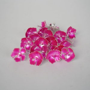 Pure Silver Enamel Pink Flowers 4g (Pack of 4), Silver Pooja Gift Items For Home, Return Gift For Navarathri