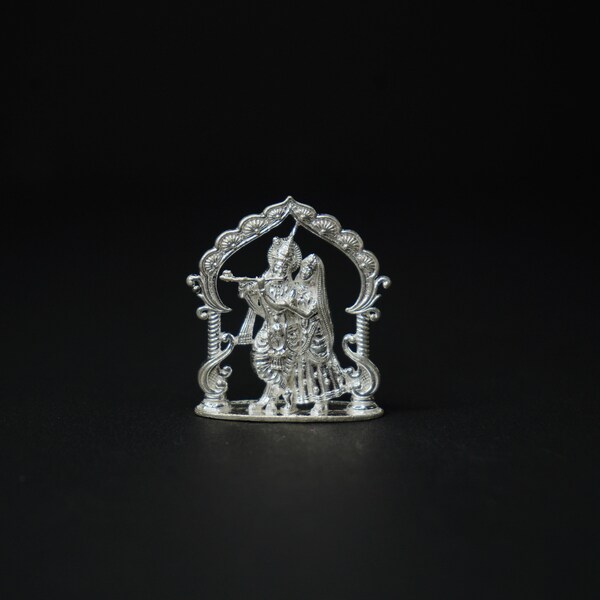 Pure Silver Radha Krishna Idol 13.9g, Silver Radha Krishna, Radha Krishna Murti, Radha Krishna Statue, Chandi Krishna Murti for Home Temple