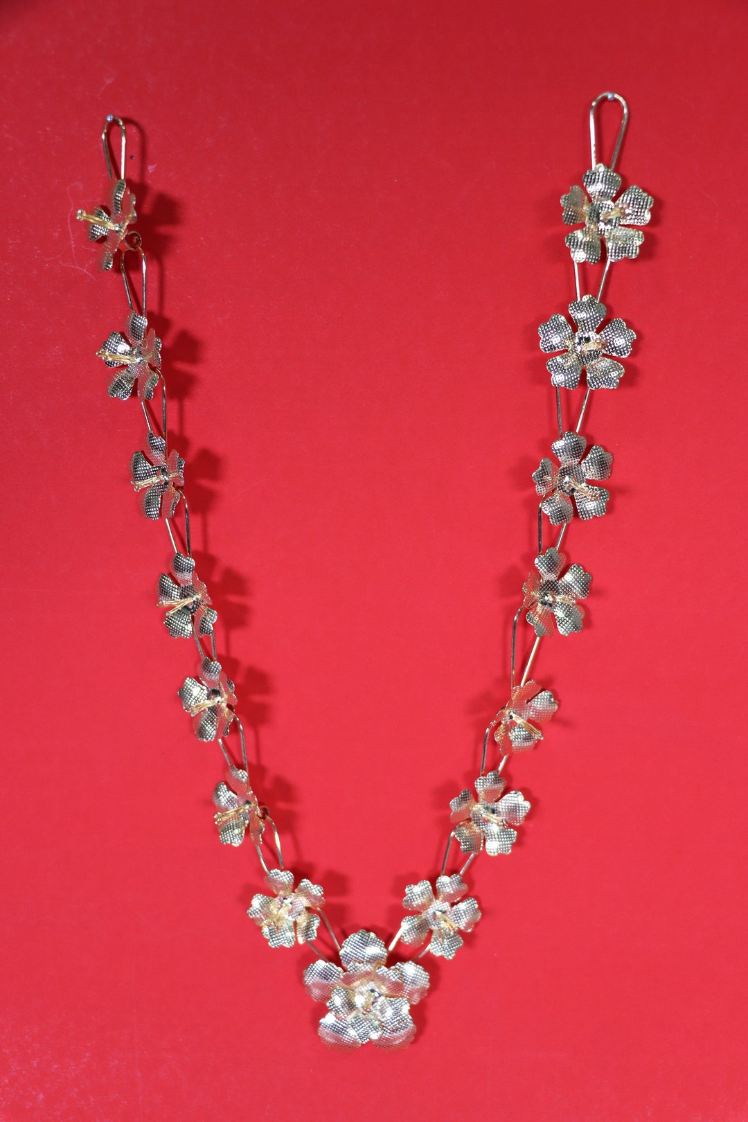 Pure Silver Flower Mala, Multipurpose Floral Mala, Silver Mala Garland