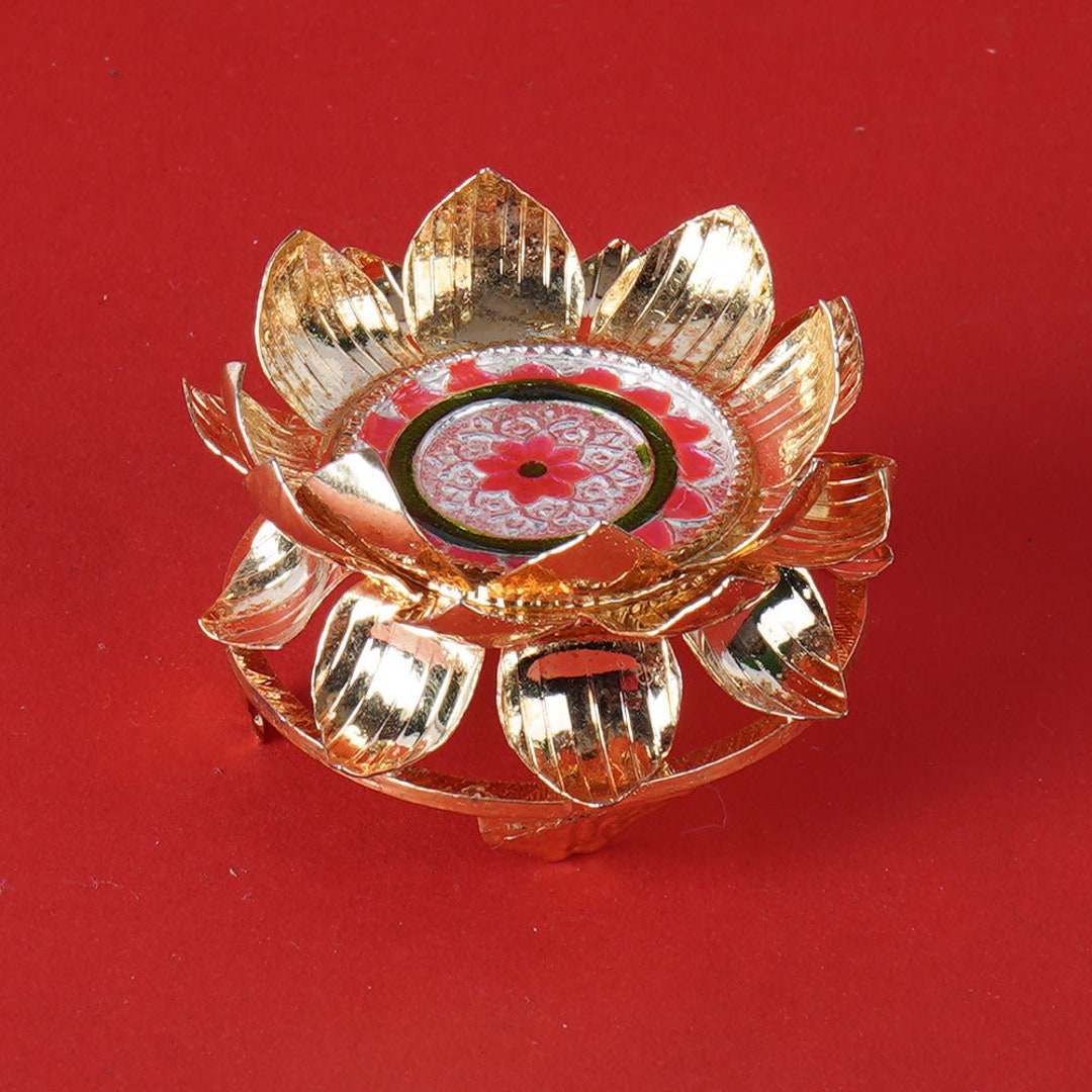 Pure Silver Designer Lotus Stand Gold Plated Pure Silver Gift Etsy