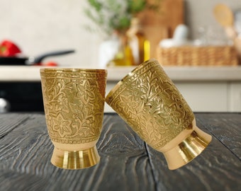 Brass Glass, Pure Brass Glass Tumbler for Drinking Serving Water, Yoga & Ayurveda 215g(Pack of 12)