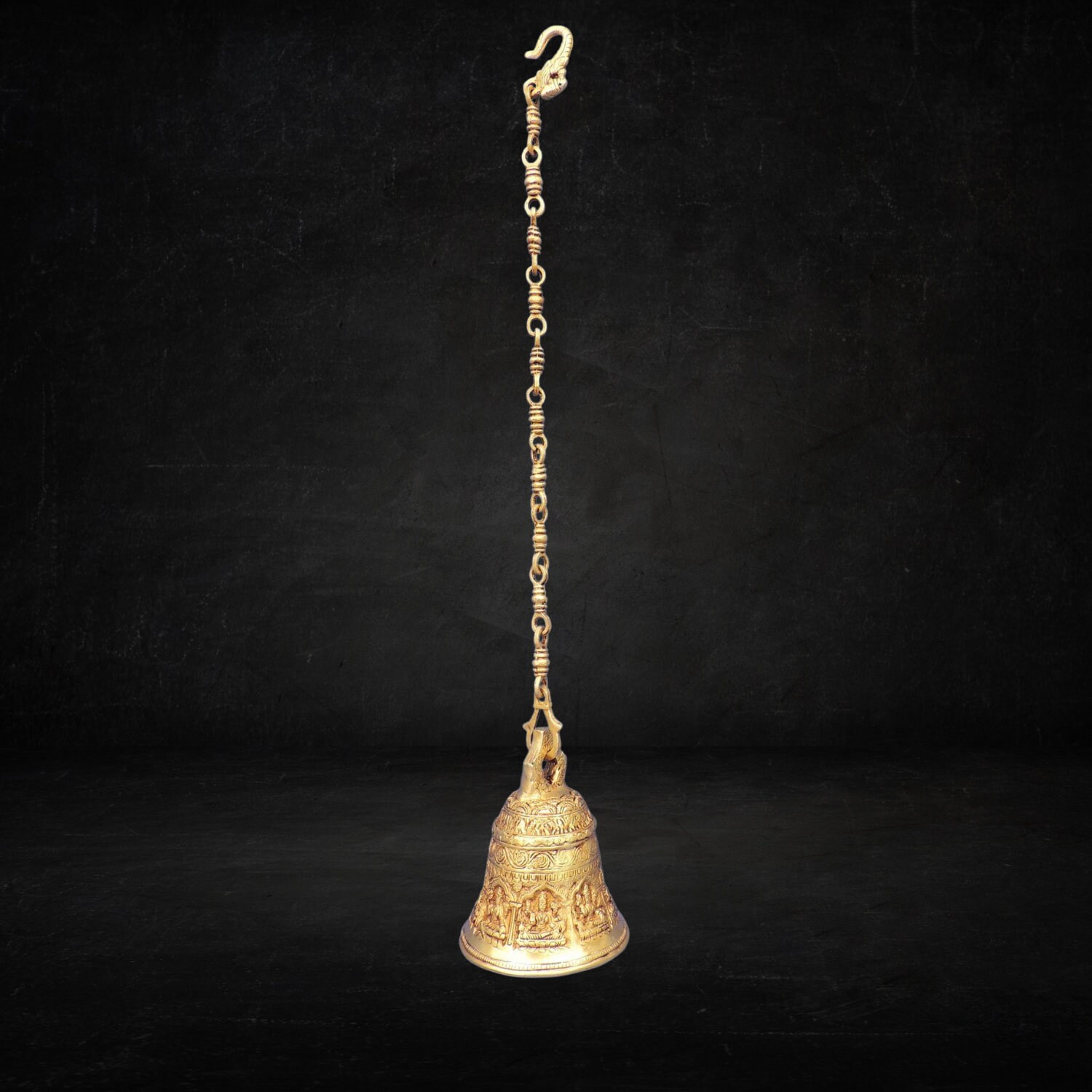 Brass Hanging Bell with Chain, Chain for Home Temple, Door, Hallway, P–  PAAIE