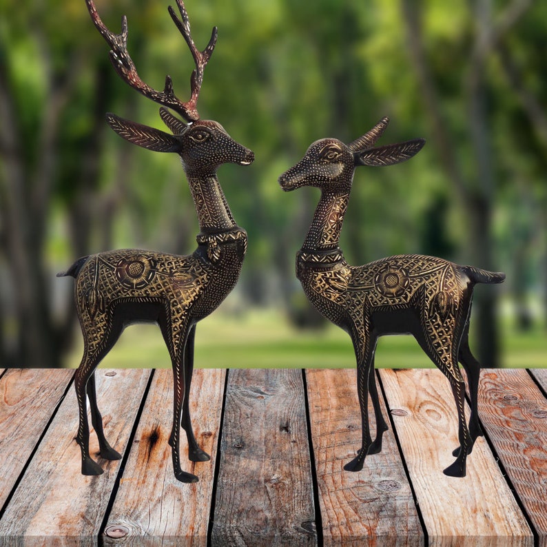Handcrafted Brass Deer Pair for Gifting and Showpiece