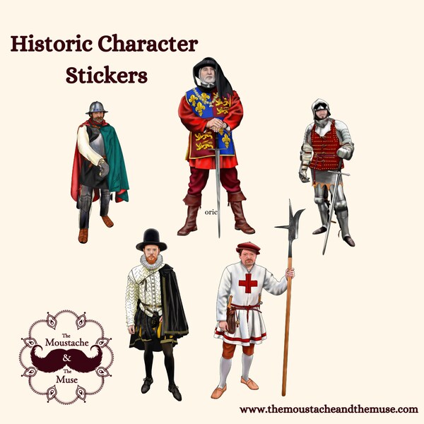 Historical Characters Sticker Pack, Reenactor, Cosplay, Teacher, Re-enactment, History, Vinyl Stickers