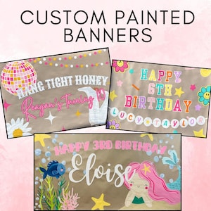 Hand painted CUSTOMIZABLE banner for any event, birthday party banner, wedding shower banner, baby shower banner, bachelorette banner