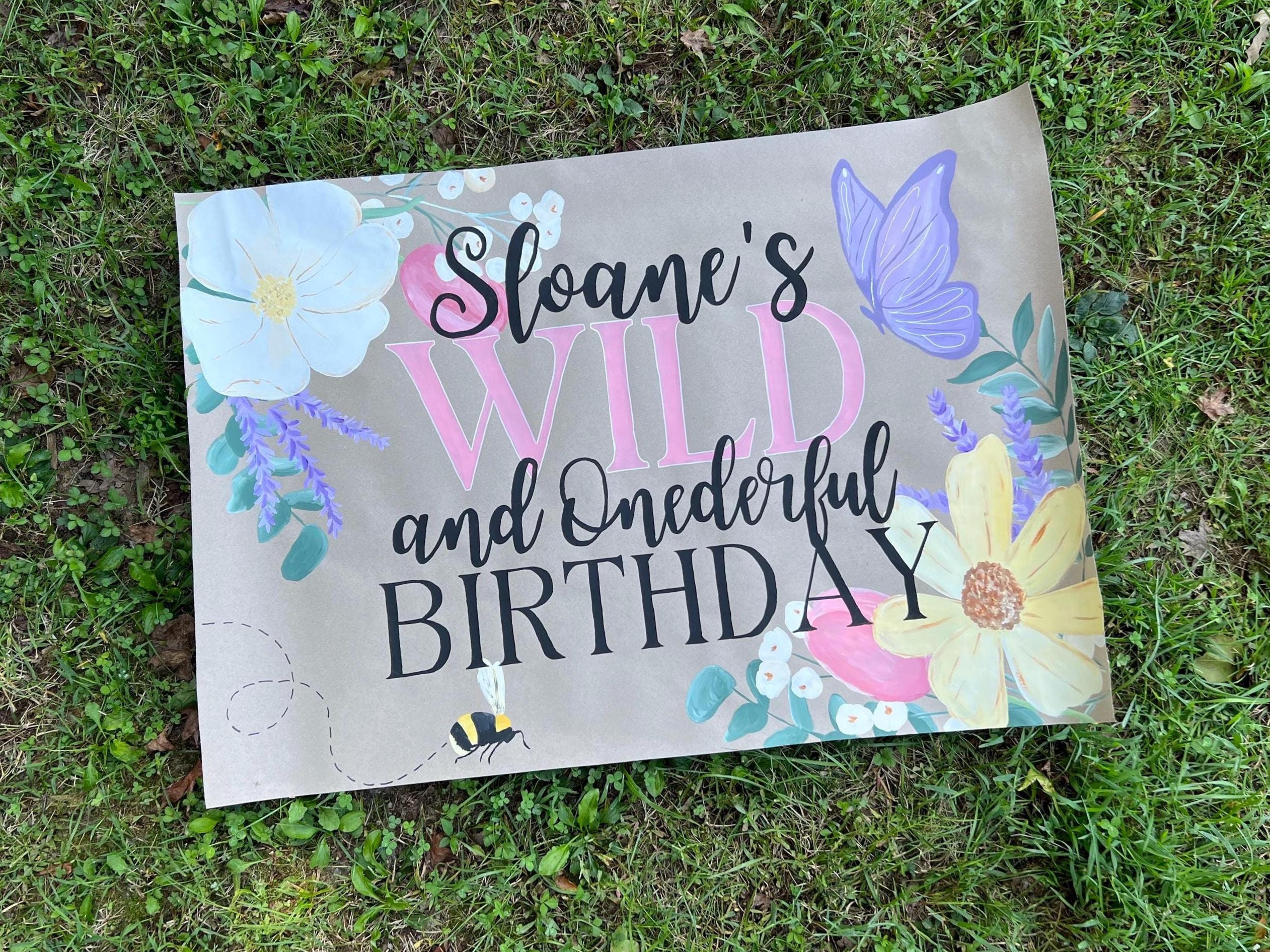 Floral Birthday Banner, CUSTOMIZABLE, Wildflower Painted Banner, Tea ...