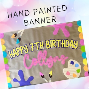 Paint party banner, art birthday party, kids craft party decor, painting bday party, girls birthday ideas, colorful art party