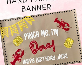 Crawfish/Crayfish boil party banner, CUSTOMIZABLE, Crawfish first bday party sign, custom birthday crawfish decor, summer birthday decor
