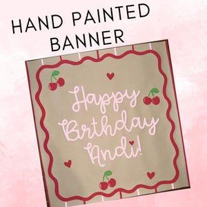 Custom Cherry Birthday Party Banner, Red Girly Birthday Decor, Red Bow Party Decor, She's the Cherry on Top, Pink and Red Party Bows