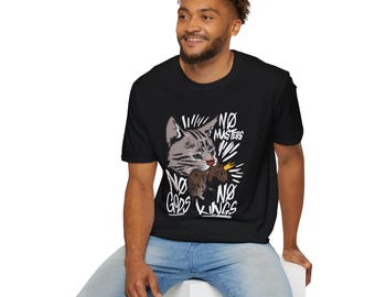 No Masters No Gods No Kings Cat T-shirt | T-shirt met afbeelding Anarchist Cat