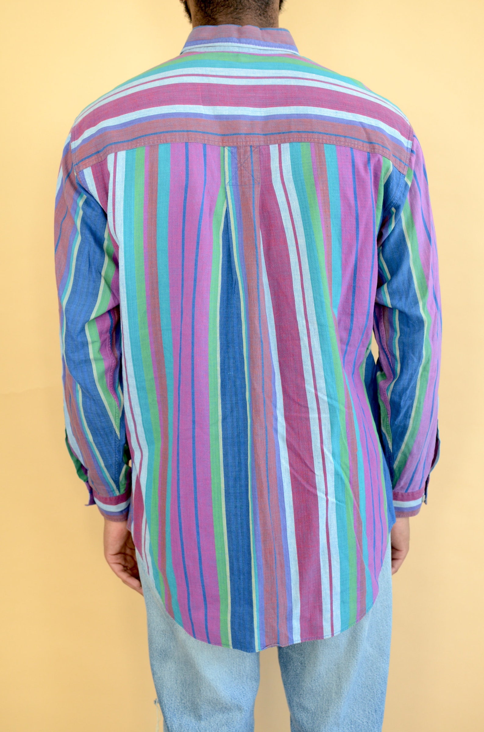 Vintage Striped Color Block Button Down Striped Shirt Long | Etsy