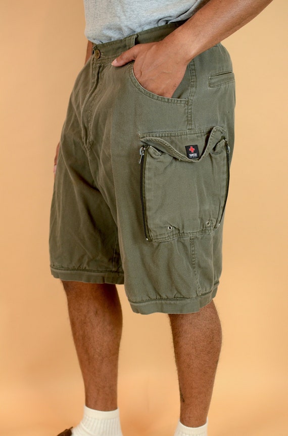Vintage Green Cargo Hiking Dad Shorts 