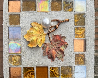 Mosaic Mixed Media "Fall Splendor" fall, autumn, Treasure Stone