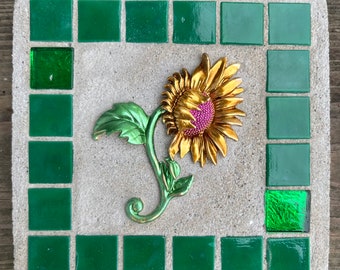 Mixed Media "Sunflower" sunflower, garden, Fairy Treasure Stones