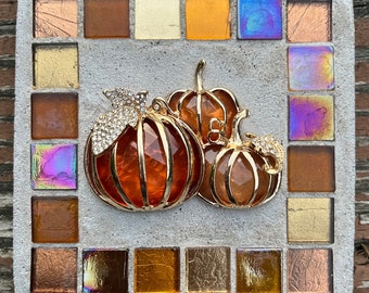 Mosaic Mixed Media "Pumpkin Patch” fall, autumn, pumpkins, pumpkin patch, Treasure Stone