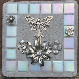 Mosaic Mixed Media “Flower Fairy” Fairy, Garden, flowers, Treasure Stone