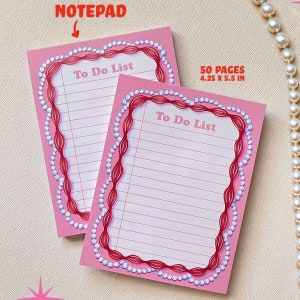 Cake and Pearl Beads Coquette (to do list) Notepad