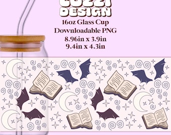 ACOTAR Glass Cup Wrap PNG: Books, Bats, Stars (Digital Download)