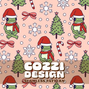 Christmas Frog Seamless Pattern: Winter Holiday Fabric (Digital Download)