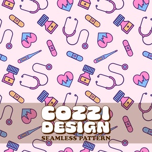 Nurse Seamless Pattern: Medical Fabric Design (Digital Download)