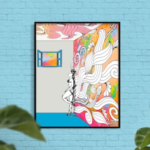 Colorful Abstract Art Print: Dreamer Illustration (Digital Download)