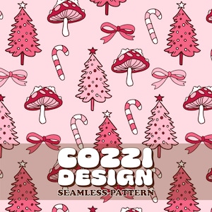 Pink Christmas Trees Seamless Pattern: Winter Fabrics (Digital Download)