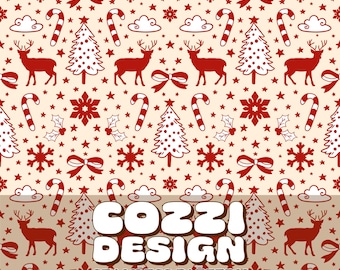Christmas Seamless Pattern: Cottagecore Winter Designs (Digital Download)