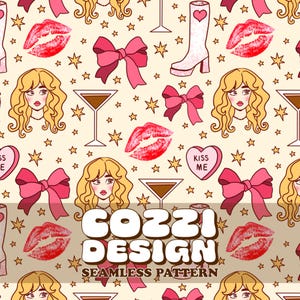 Modèle sans couture d'inspiration Sabrina Carpenter, modèle Sabrina téléchargeable pour tissus, fond numérique d'été, modèle sans couture Sabrina