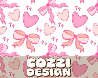 Coquette Bow Seamless Pattern: Valentine Fabric Background (Digital Download)