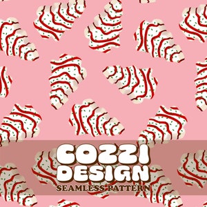 Christmas Tree Cakes Seamless Pattern: Holiday Fabric Designs (Digital Download)