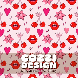 Valentine Hearts Seamless Pattern: Retro Fabric Design (Digital Download)
