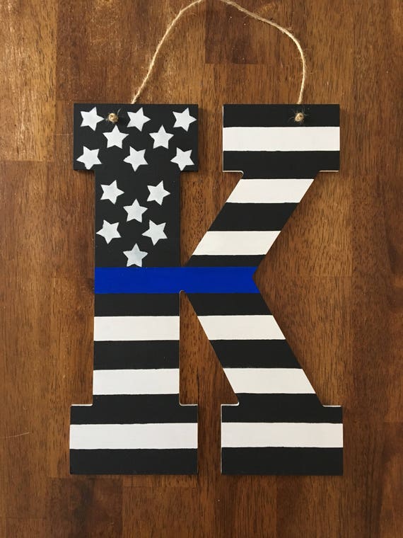 custom personalized We back the blue 12 inch door hanger door hanger door wreath porch decor thin blue line cops
